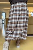 Roberta Plaid Brushed Cotton Balloon Hem Skirt Camel